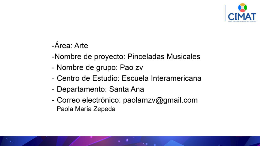 -Nombre de proyecto: Pinceladas Musicales -Área: Ciencia  -Nomb