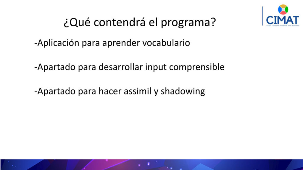 Nombre del proyecto: programa para adquirir idiomas  Área: Tecn